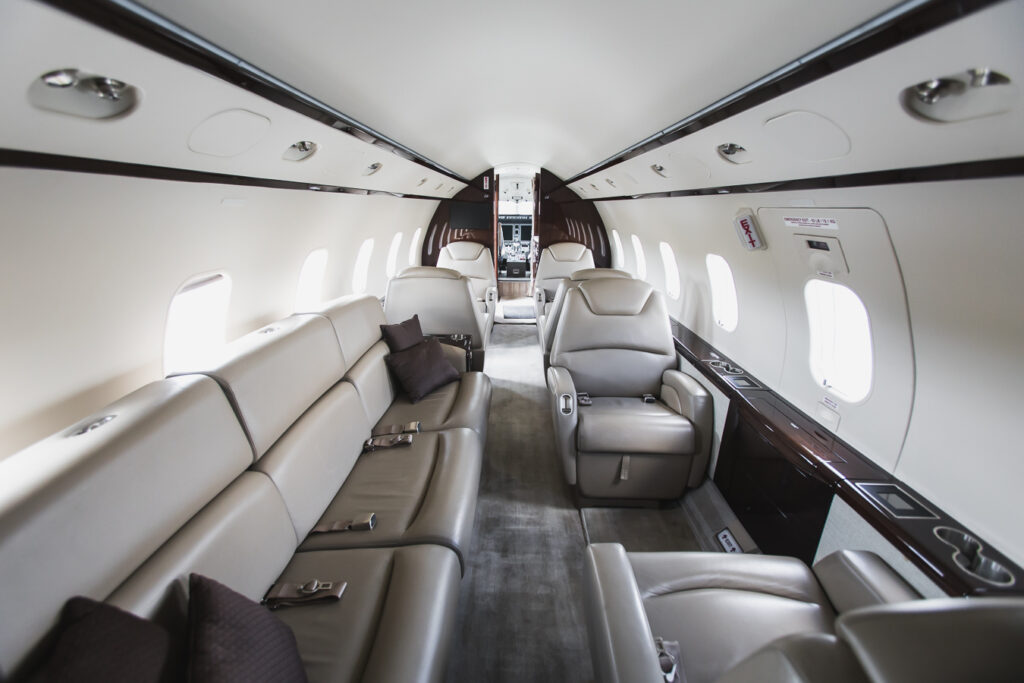 private jet charter interior