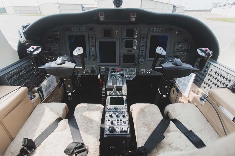 N241CJ Charter Plane-pilot-seats-control-systems
